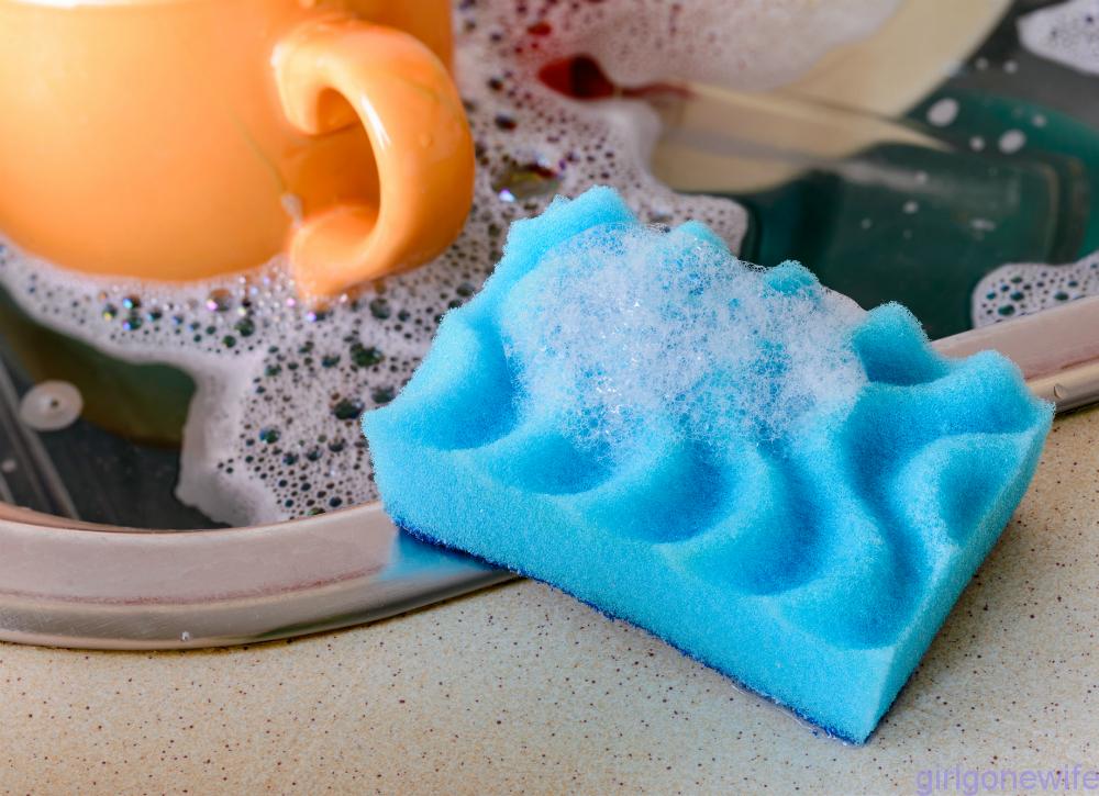 use a soft sponge and liquid dishwasher.