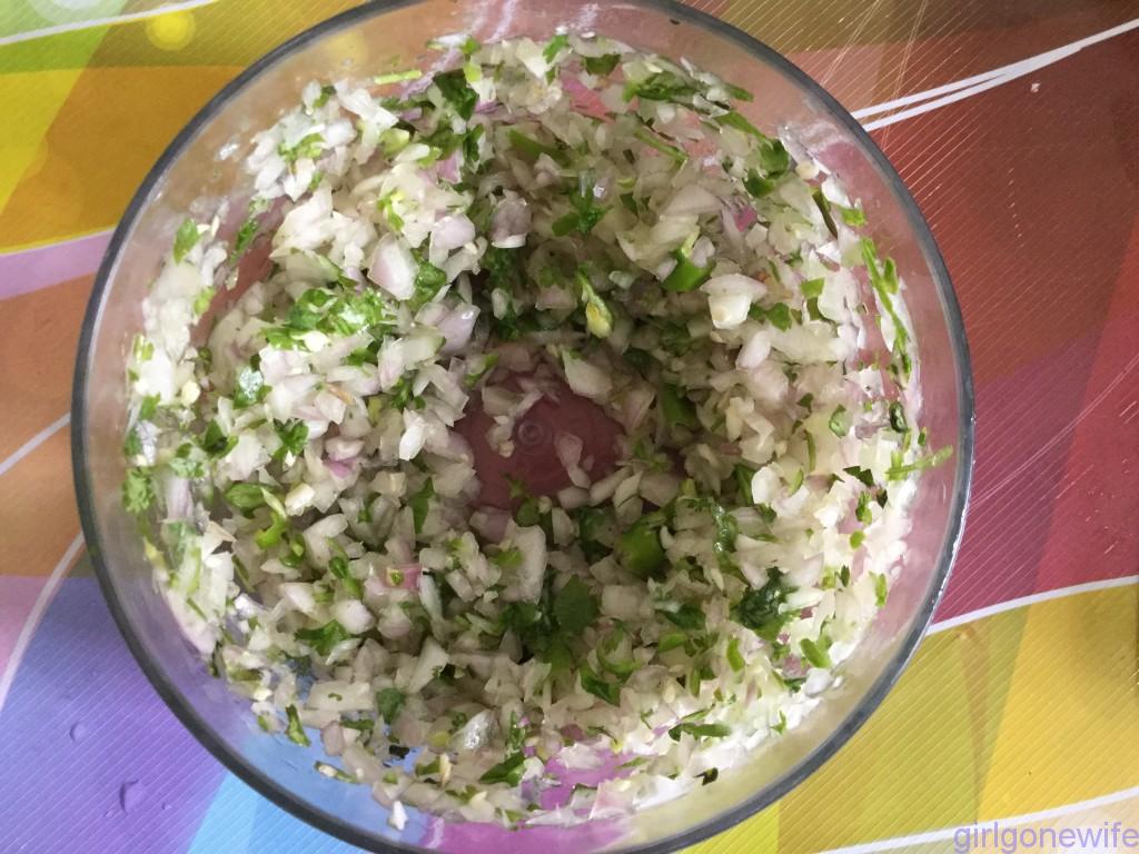  Chopped Onions, chillies, coriander
