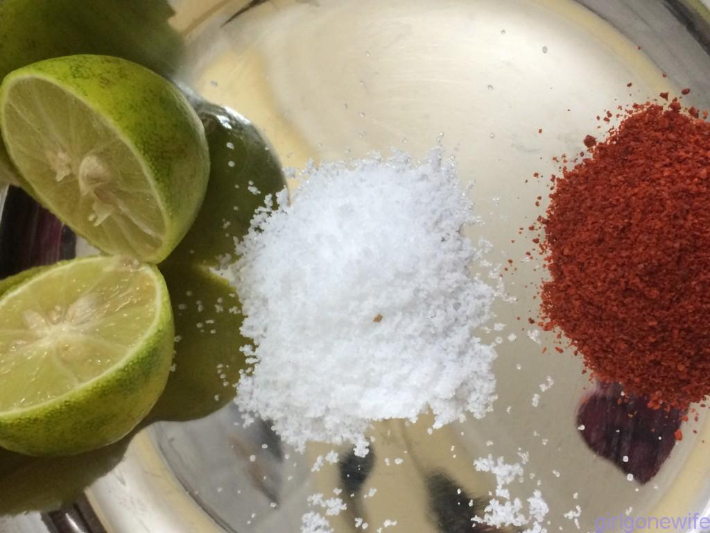 Lemon, Salt and Red Chilli Powder