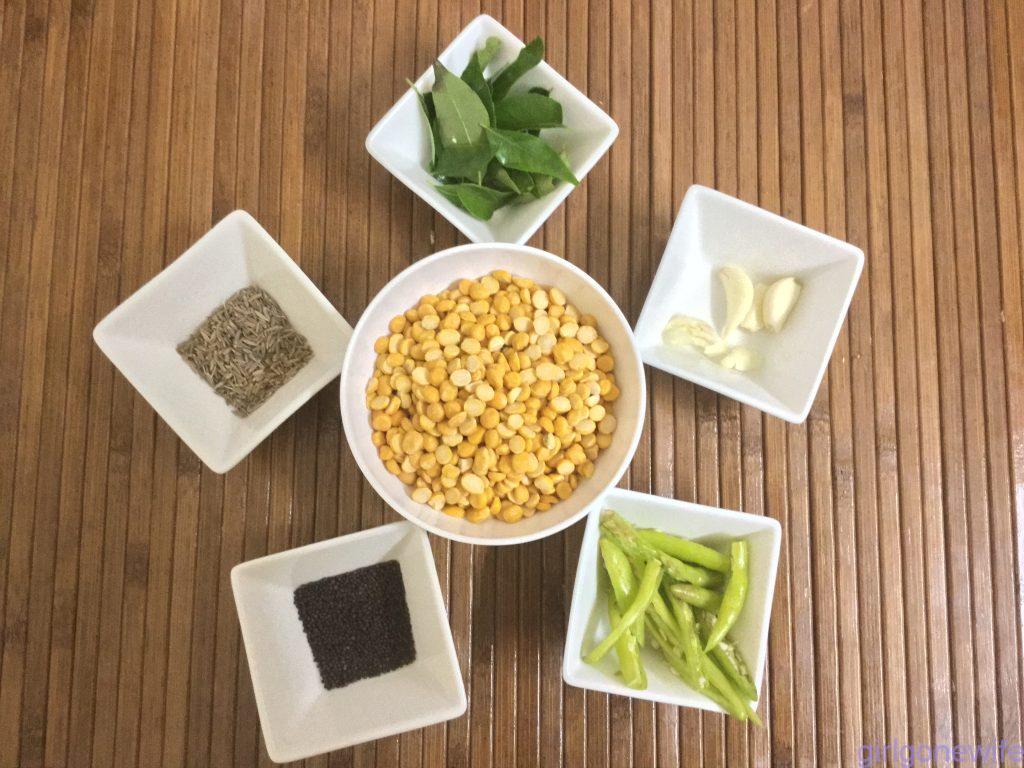 Ingredients to make Bengal gram chutney 